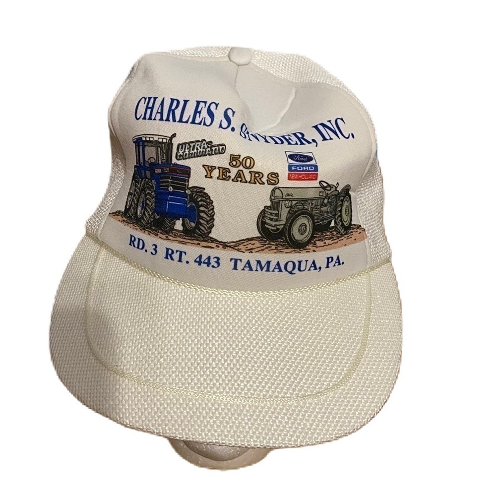 Vintage Ford New Holland Woven Wicker SnapBack Trucker Hat Rope White 50 Years